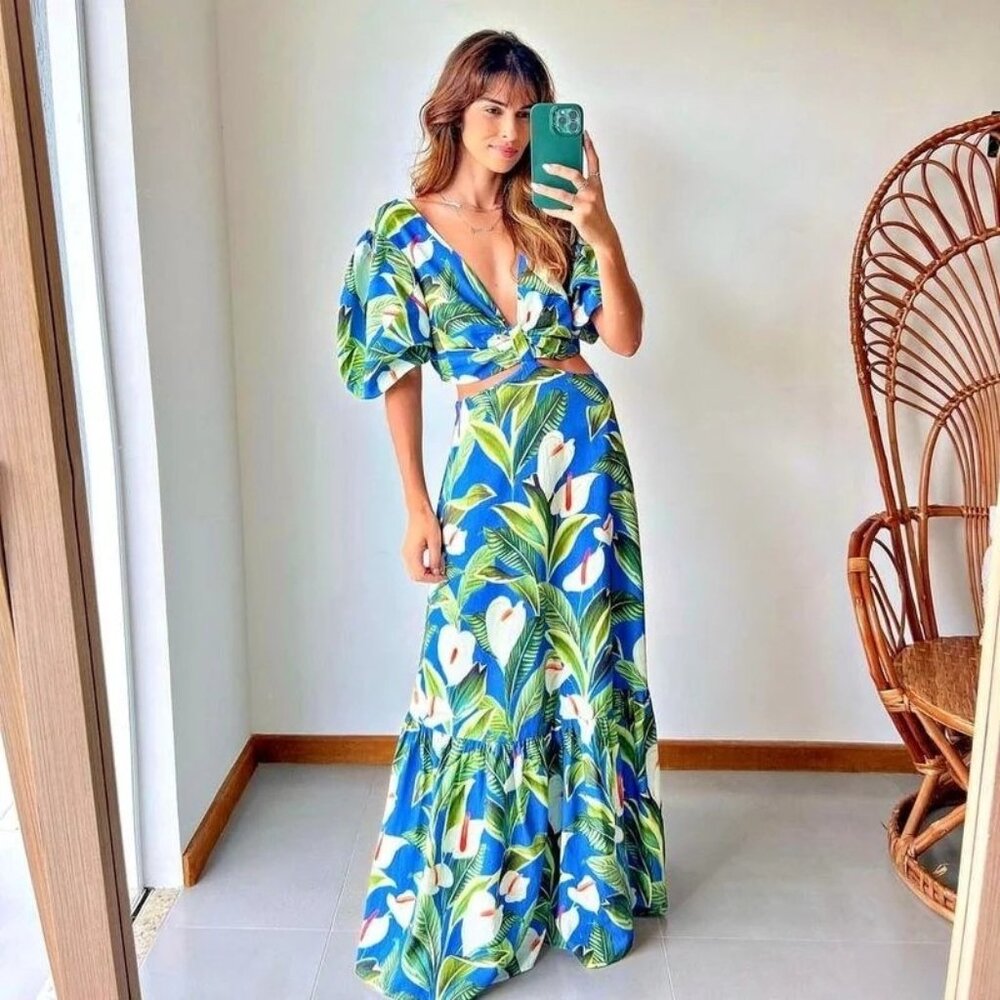 SOLD Farm Rio Blue Anthurium Garden Maxi sz S NWT STUNNING!!!!!